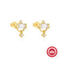 wholesale S925 Sterling Silver Fashionable Petal Diamond and Pearl Earrings, Korean Style Minimalist Studs-0-6