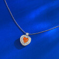 wholesale S925 Silver New 8*8mm Fanta Orange Iced Heart Cut Pendant, Live Streaming Hot Seller on Xiaohongshu-0-2