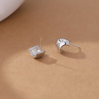 wholesale Metal 925 Sterling Silver Minimalist Ins Stud Earrings For Women,。-E2639-White Gold 925 Silver
