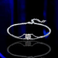 S925 Silver Double-Layer 1ct Moissanite Four-Prong Bracelet for Women-0-0