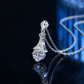 S925 Sterling Silver Moissanite Pendant Necklace, Fashionable Luxury Diamond Design-0-0