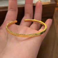 wholesale S925 Sterling Silver Blasting Flash Diamond Bracelet for Women, New Chinese Style Minimalist Fashion Trendy Accessories Versatile High-End Feel-Diamond bracelet (gold)