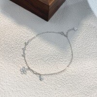 wholesale 925 Sterling Silver Korean Japanese Style Butterfly Flower Anklet for Girls, High-End Ethereal Fresh and Sweet Anklet Silver Jewelry-Forest-style fresh and sweet anklet/approximately 1.34g&gt;JL001523