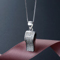 wholesale S925 Sterling Silver Creative Diamond-Inlaid Whistle Pendant, Trendy Student Personality Necklace for Women, Choker Chain with Whistle for Wholesale-0-2