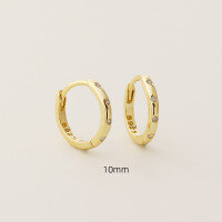 wholesale S925 Silver Circle With Zircon Accents Minimalist Multi-size Earrings For Cross-border Layering Delicate Ear Clips Women's Earrings-Gold (10mm)  925 silver