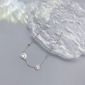 wholesale S925 Sterling Silver Maker's Trendy Good Luck Smile Transfer Round Bead Plain Silver Bracelet, Fashionable Minimalist Versatile Personalized Hand Accessory-0-3