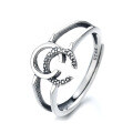 wholesale S925 Sterling Silver Double-Layer Letter CC/Double Circle Ring Ins Trendy Harajuku Style Versatile Index Finger Ring-0-4
