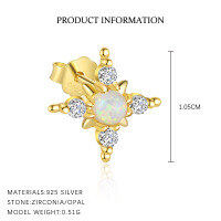 wholesale S925 Sterling Silver Star Tassel Inlaid With Zircon Earrings For Women, European And American French Stylish Personality High-end Sense-E4696-Gold/Single 925 Silver