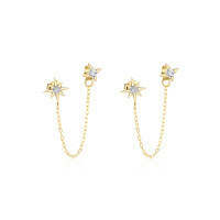 wholesale S925 Sterling Silver Butterfly Sweet Light Luxury Zircon Earrings For Women, Fashion Cross-border Star Moon Earrings-E4959-Gold/Pair 925 Silver