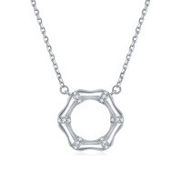 wholesale S925 Sterling Silver Bamboo Knot Round Pendant Necklace for Women, Minimalist Design, Versatile and Fashionable-Platinum>925 silver
