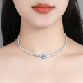 Sterling Silver 4-Carat Fancy Pear Moissanite All-Diamond Necklace-0-2
