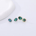 wholesale S925 Sterling Silver Vintage Abalone Shell Earrings With Turquoise In Waterdrop Shape-0-1