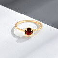 wholesale S925 Gold-Plated Silver Japanese Minimalist Vintage Women's Ring with Natural Garnet, Wholesale Light Luxury Jewelry-0-3