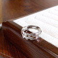 wholesale S925 sterling silver trendy honeycomb couple rings, minimalistins polished open ring for girlfriend-0-3