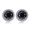 wholesale Metal material first, Mu Jing Jewelry newblack stone 1 carat round diamond earrings, hot-selling cross-borderonand Wish-0-5