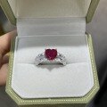 wholesale S925 Silver Cultivated Ruby Heart-Shaped 8*8mm Vintage Palace Style Women's Ring, Ready Stock Wholesale and Drop Shipping-0-4