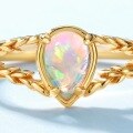 wholesale S925 Sterling Silver Gold-Plated Japanese Light Luxury Opal Ring with Vintage Lace Court Style for Women, Wholesale from Manufacturer-0-3