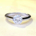 wholesale S925 Silver Round Diamond Ring, 1 Carat Simulated Diamond, Fashion-Forward and Minimalist Design for Everyday Wear by Zhuozhifan New Collection-0-0