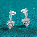 S925 Sterling Silver Moissanite Heart Earrings-0-0