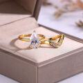 wholesale S925 Silver Two-Piece Set Moissanite Ring with Pear-Shaped Center Stone, Best-Selling Ring Set for Independent Websites, Wholesale-0-2
