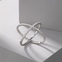wholesale S925 Sterling Silver European & American Light Luxury Zirconia-Embedded Cross Circle Stackable Geometric Ring for Women-DY120578-SW-WH>7