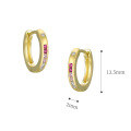 wholesale 14K Gold Plated Colored Zircon Hoop Earrings, Wholesale Sweet and Cool Style for Women, Versatile Stackable with 925 Sterling Silver Ear Clips-0-2
