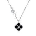 wholesale S925 Sterling Silver Japanese and Korean Women's Minimalist Necklace, Small Fresh and Stylish Four-Leaf Clover Personalized Collarbone Chain-0-5