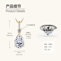 Sterling Silver Fashion Pendant Necklace with Moissanite-Mermaid Tears Necklace [K Gold] 8x12mm  925 Silver