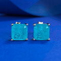 wholesale 925 Silver Jewelry Simulated Paraiba Emerald 7*7 Stud Earrings Square-0-0