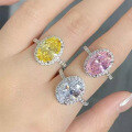 wholesale S925 Silver ZHUOZHIFAN Jewelry High Carbon Diamond Simulated Engagement Ring 9*13 Oval Yellow Diamond Ring for Women-0-2