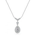 Sterling Silver S925 Wholesale Women's Cross Moissanite Teardrop Pave Choker Necklace-0-4