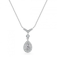 Sterling Silver S925 Wholesale Women's Cross Moissanite Teardrop Pave Choker Necklace-1 carat (set with moissanite)  925 silver
