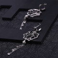 wholesale S925 Silver Dark Series Designer Tassel Earrings with Spider Design and Inlaid Gemstones-0-2