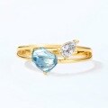 wholesale S925 Sterling Silver Gold-Plated Minimalist Geometric Topaz Ring for Women, Trendy Niche Jewelry Wholesale Customization-0-2