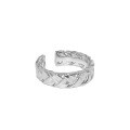 wholesale S925 Sterling Silver Korean Version INS Niche Design Minimalist Versatile Chunky Braid Textured Open Adjustable Ring for Women-0-5