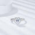 wholesale 18k Gold Plated Silver 7*7mm Heart Shape Full Moissanite Ring-0-1