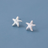 wholesale S925 Sterling Silver Minimalist and Fashionable Starfish Texture Stud Earrings, Niche Design, High-End Sense Women's Jewelry M05030-S925 silver pair 925 silver