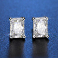 S925 Silver Radiant Cut Moissanite Stud Earrings for TikTok Wholesale-0-0