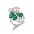 wholesale 925 Silver Designer Luxury Ring Adjustable Design Niche High-End Natural Pearl Green Agate Ring-0-0