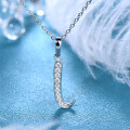 Metal Alloy Creative 26-Letter Simple Moissanite Necklace with Advanced Group Setting-0-10