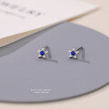 wholesale 925 Sterling Silver Blue Iris Flower Stud Earrings-0-6