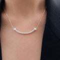 wholesale S925 Sterling Silver Smile Texture Necklace for Women, Korean Minimalist Sweet Niche High-End Luxury Collarbone Chain-0-5