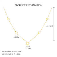 wholesale S925 Sterling Silver Geometric Hollow-out Star Necklace For Women, Bohemian Floral Petal Luxury Cross-border Collarbone Chain-A3931-Gold 925 Silver