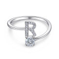 wholesale Metal S925 Cross-Border Europe and America Minimalist Personalized 26 Letters Diamond Inlaid Openable Adjustable Fashion Ring Factory Direct Supply-0-22