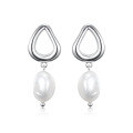 wholesale 925 Sterling Silver New Geometric Irregular Pearl Earrings with Natural Freshwater Pearls for Women-0-4
