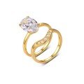 wholesale S925 Silver Moissanite Oval Ring Two-Piece Set for Women, Minimalist Stackable Bestseller-0-4