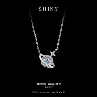 S925 Silver Necklace with Moissanite Pendant, Planet Design-S925 sterling silver + 50 points Moissanite