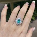 wholesale S925 silver gold-plated, Yun Tong Jewelry luxury high-end oval 2-carat lab-grown Paraiba women's wedding ring-0-4