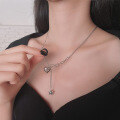 wholesale S925 Sterling Silver 3D Heart Star Tassel Necklace Retro Luxury Minimalist Design Women's Collarbone Chain-0-1