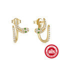wholesale 925 Sterling Silver Innovative Irregular Diamond-Encrusted Snake-Shaped Hoop Earrings, Popular in Europe and America-0-4